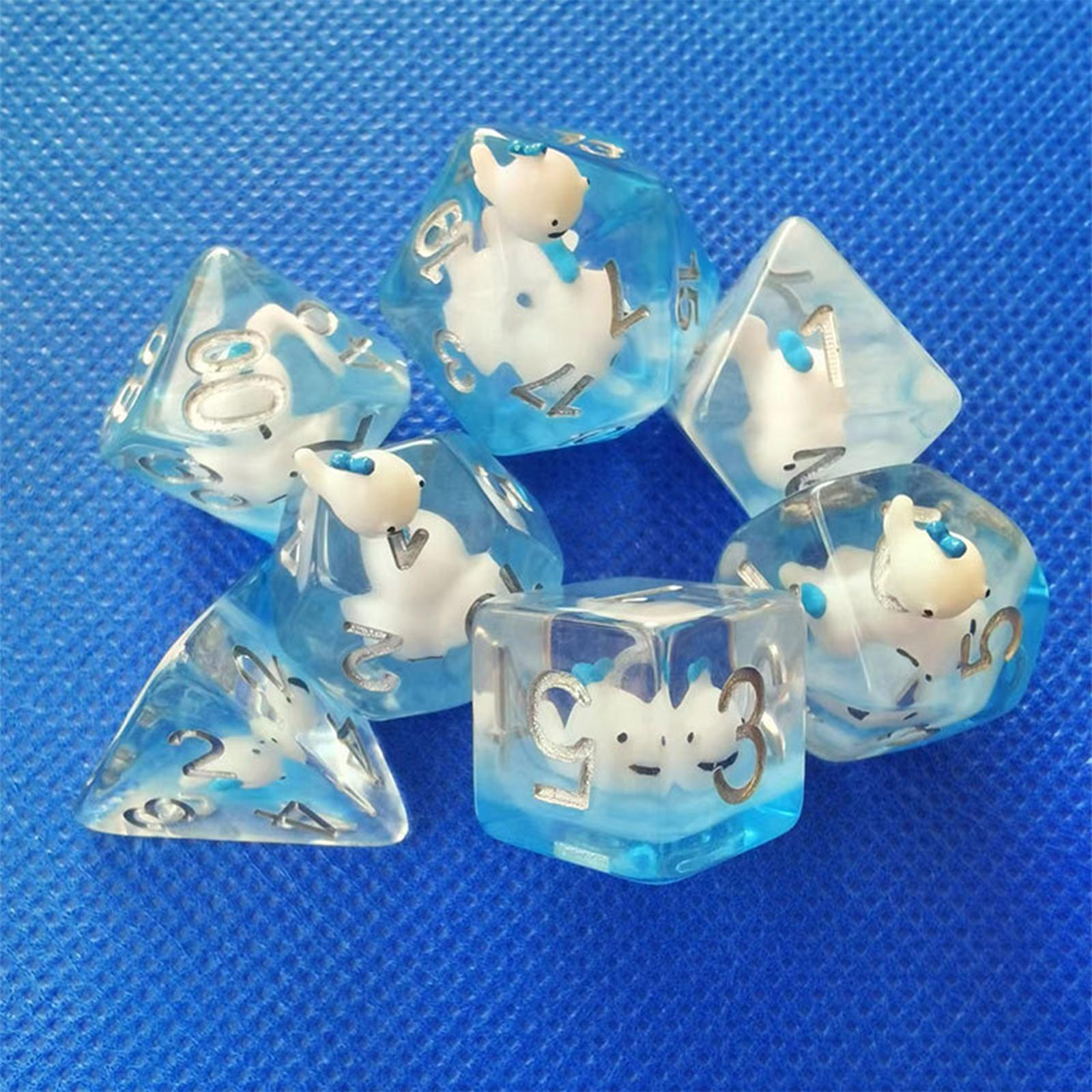 Blue Polyhedral Dice Set D4 D6 - đánh giá và giá Dice Set Polyhedral