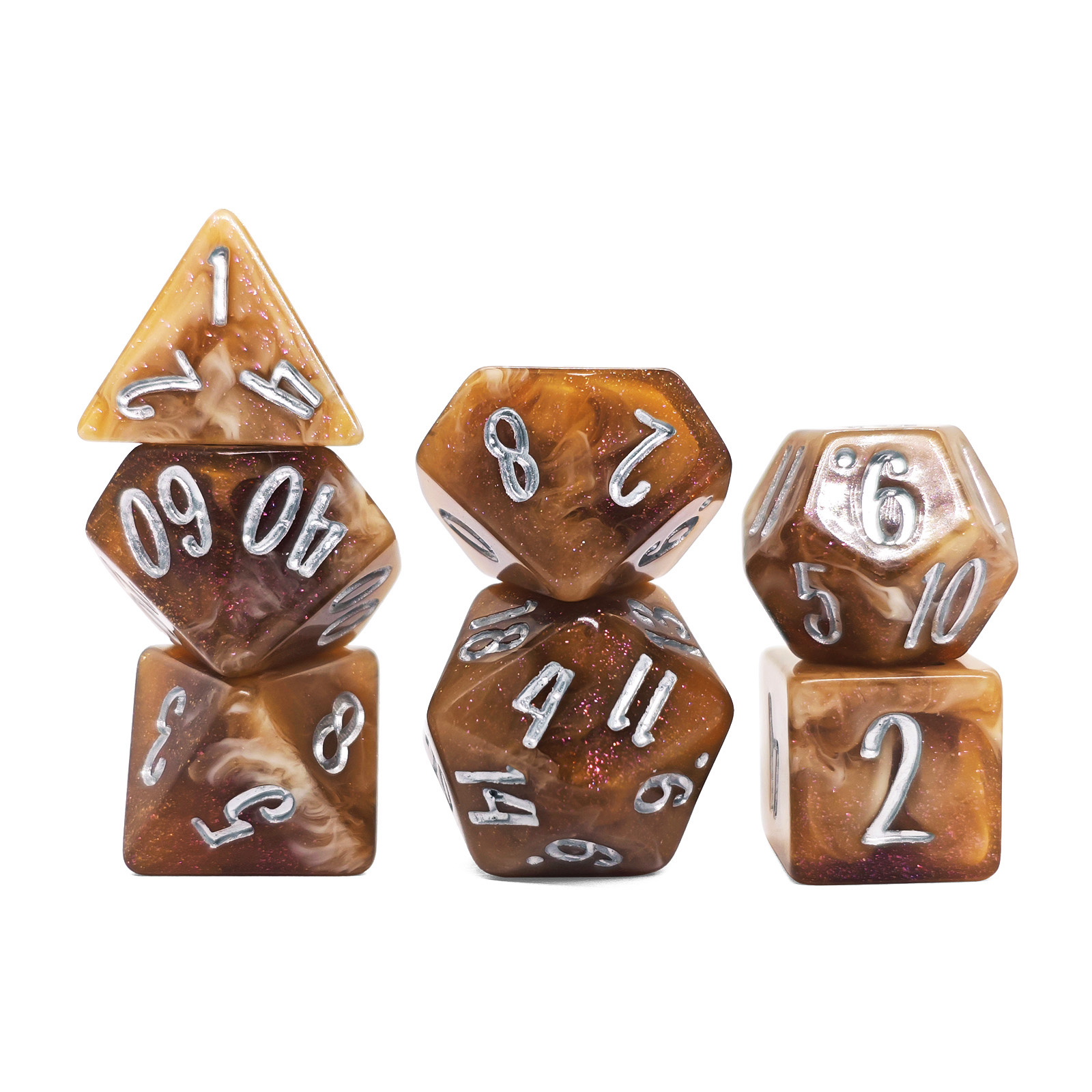 7Pcs Rosa Cappuccino Swirl Gli - đánh giá và giá Dice Set Polyhedral